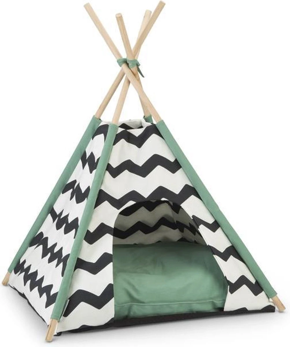 Beeztees Kioni Tipi Tent - Kattenhuis - Zwart/Wit - 50x50x70 Cm 3 Beeztees Kioni Tipi Tent - Kattenhuis - Zwart/Wit - 50x50x70 Cm