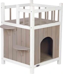 Trixie Kattenhuis Cat's Home Met Balkon Grijs / Wit - 45X65X45 CM