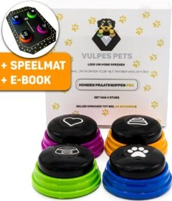 Vulpes Pets® PRO Praatknop Voor Honden Met Speelmat - Dogbuttons - Laat Uw Huisdier Spreken - Hondenspeelgoed - Honden Training - Inclusief E-Book En Speelmat