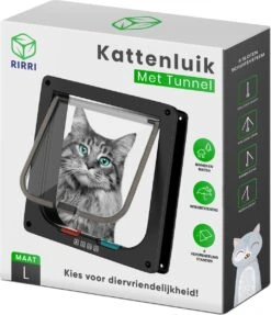 Rirri Kattenluik Met Tunnel - 4 Vergrendelingsstanden - Weersbestendig - Binnen En Buiten - Maat L - Zwart - 25,5 X 23.5 Cm -Huisdierbenodigdheden Korting 1031x1200 10
