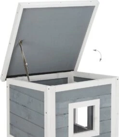 Relaxdays Kattenhuis Buiten - Groot Kattenhok Binnen - Hoog Kattenmeubel Grijs Hout - Tuin -Huisdierbenodigdheden Korting 1047x1200 13