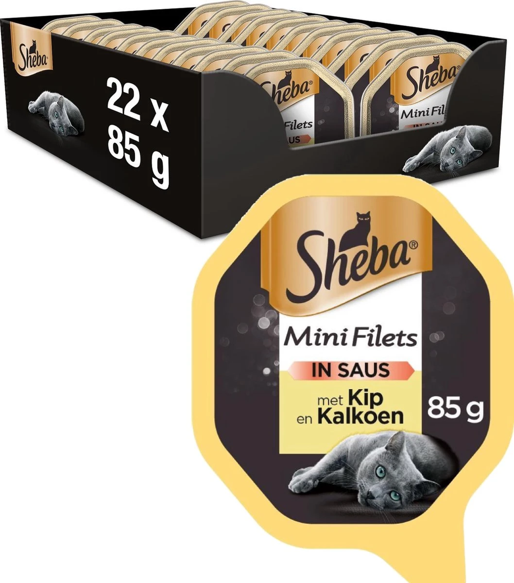 Sheba Mini Filets In Saus Katten Natvoer - Kip & Kalkoen - 22 X 85 Gr 3 Sheba Mini Filets In Saus Katten Natvoer - Kip & Kalkoen - 22 X 85 Gr