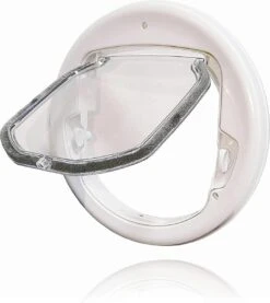 Kattenluik Voor Deur - Rond - Met Lock Functie 19x 19cm - Wit - Deurluik Voor Kat - Huisdierluik