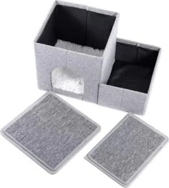 2-in-1 Hondenhuis & Hondentrap - Voor Binnen - Huisdieren Huisje - Hondenmand - Kattenmand - 67.5x40x37.5 Cm - Grijs -Huisdierbenodigdheden Korting 1077x1200 1