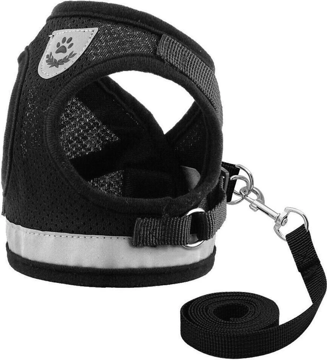 Hondentuig, Hondenharnas Met Hondenriem – Reflecterend - Zwart – Maat L (borst 40-45 Cm) 4 Hondentuig, Hondenharnas Met Hondenriem – Reflecterend - Zwart – Maat L (borst 40-45 Cm) - Image 2