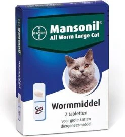Mansonil All Worm Large Cat Ontworming - Grote Kat - 2 Tabletten -Huisdierbenodigdheden Korting 1094x1200 2