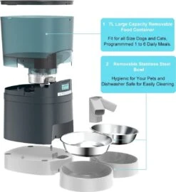 TJM PT101 Automatische Voerbak - Programmeerbaar - Kat En Hond - Dubbel -Huisdierbenodigdheden Korting 1097x1200 1