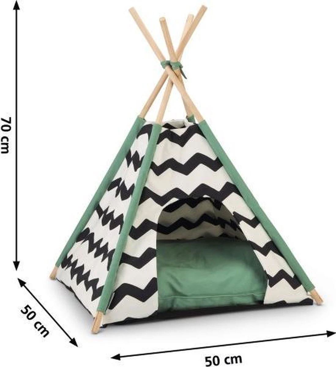 Beeztees Kioni Tipi Tent - Kattenhuis - Zwart/Wit - 50x50x70 Cm 4 Beeztees Kioni Tipi Tent - Kattenhuis - Zwart/Wit - 50x50x70 Cm - Image 2