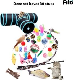 Filo Kattenspeelgoed Set 30 Stuks - Kattenspeeltje Kattentunnel - Kattenhengel - Kattenveertjes - Vis Met Kattenkruid - Kattenspeeltjes Intelligentie Kitten - Interactief Speelgoed Katten - Poezen Speeltjes -Huisdierbenodigdheden Korting 1100x1200 1
