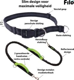 Filo Elastische Hondenriem Groot - Hardlopen En Wandelen - Hardloopriem Hond Handsfree Met Heuptasje - Looplijn Met Heupriem - Canicross Gordel Honden - Riemen - Heupgordel - Leiband -Huisdierbenodigdheden Korting 1110x1200