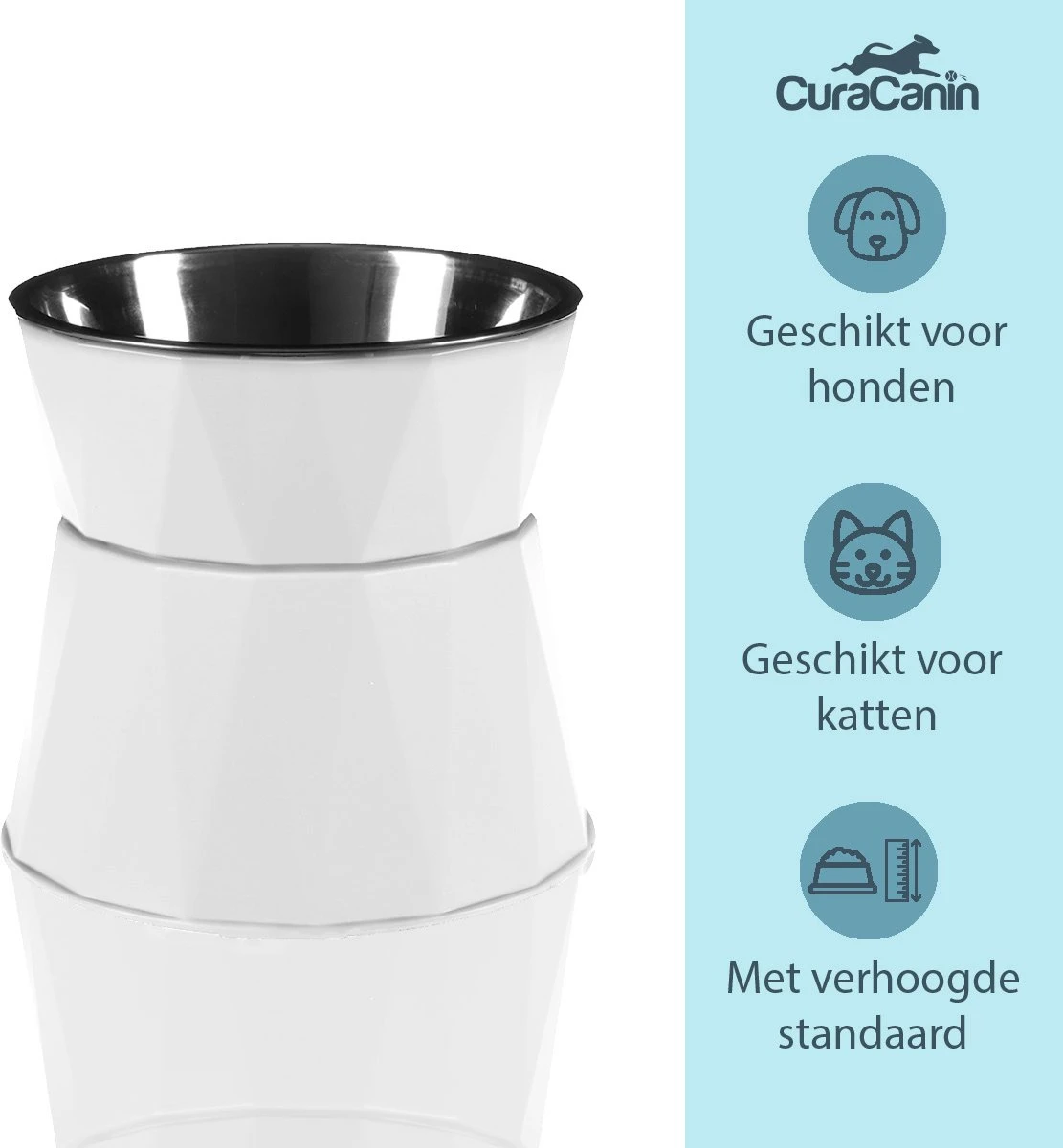 CuraCanin - Voerbak Kat - Drinkbak Hond Met Standaard - Verhoogde Drinkbak Kat - Waterbak - Wit 14 CuraCanin - Voerbak Kat - Drinkbak Hond Met Standaard - Verhoogde Drinkbak Kat - Waterbak - Wit - Image 12