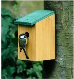 Houten Vogelhuisje/nestkastje Met Groen Dak 22 Cm - Vogelhuisjes Tuindecoraties -Huisdierbenodigdheden Korting 1114x1200 4