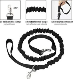 Looplijn Met Heupriem Hands Free - Hondenriem - Reflecterende Hardloopband -Elastische Leiband - Heuptas En Flessenhouder - Zwart - 150 Cm Tot 210 Cm -Huisdierbenodigdheden Korting 1115x1200