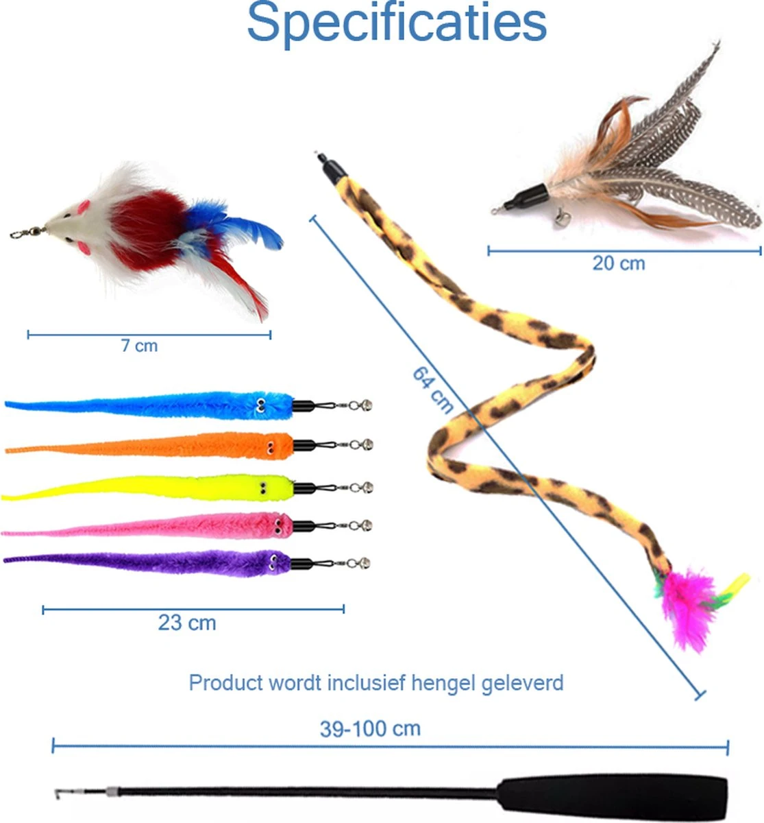 Katten Speeltjes Katten Speelgoed Kattenspeeltjes Katten Hengel Veer Worm Staart Muis Incl. Hengel Kitten – 9 Stuks 4 Katten Speeltjes Katten Speelgoed Kattenspeeltjes Katten Hengel Veer Worm Staart Muis Incl. Hengel Kitten – 9 Stuks - Image 2