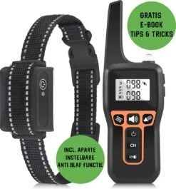 Anti Blafband EN Trainingshalsband In 1 - UNIEK SYSTEEM - 1000m Bereik - 100 Levels - Trainingsband - Antiblafband - Teletac - Geluid En Vibratie/trilling - Grote En Kleine Honden - Volledig Waterdicht - Anti Blafband