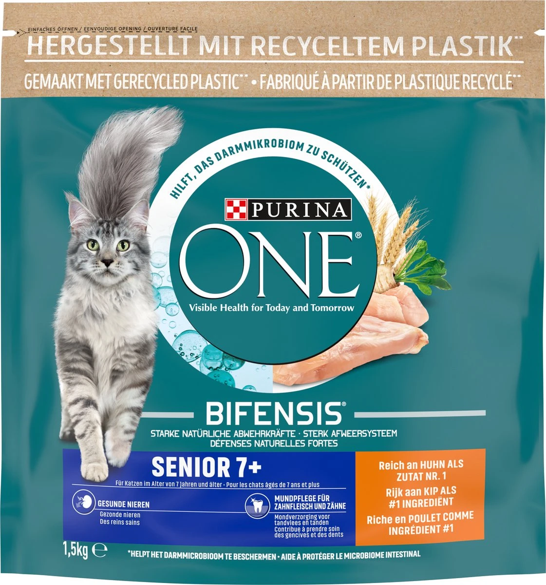 6x Purina One Senior Kip - Volkoren Granen 1,5 Kg 4 6x Purina One Senior Kip - Volkoren Granen 1,5 Kg - Afbeelding 2