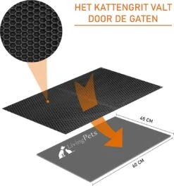 Lavida Home - Kattenbakmat - Grit Opvanger - 45 X 60 Cm - Dubbele Laag & Waterdicht - Katten Mat - Katten Mat Met Opvangruimte Voor Grit - Katten Mat - Kat Benodigdheden - Kitten - Gritmat Voor Poes - Grijs -Huisdierbenodigdheden Korting 1123x1200 9