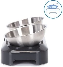 Nobleza Katten Voerbakjes - Ergonomische Dubbele Voerbak - Anti Braak Voerbak Voor Katten - Zwart - Dubbel - RVS -Huisdierbenodigdheden Korting 1127x1200 9