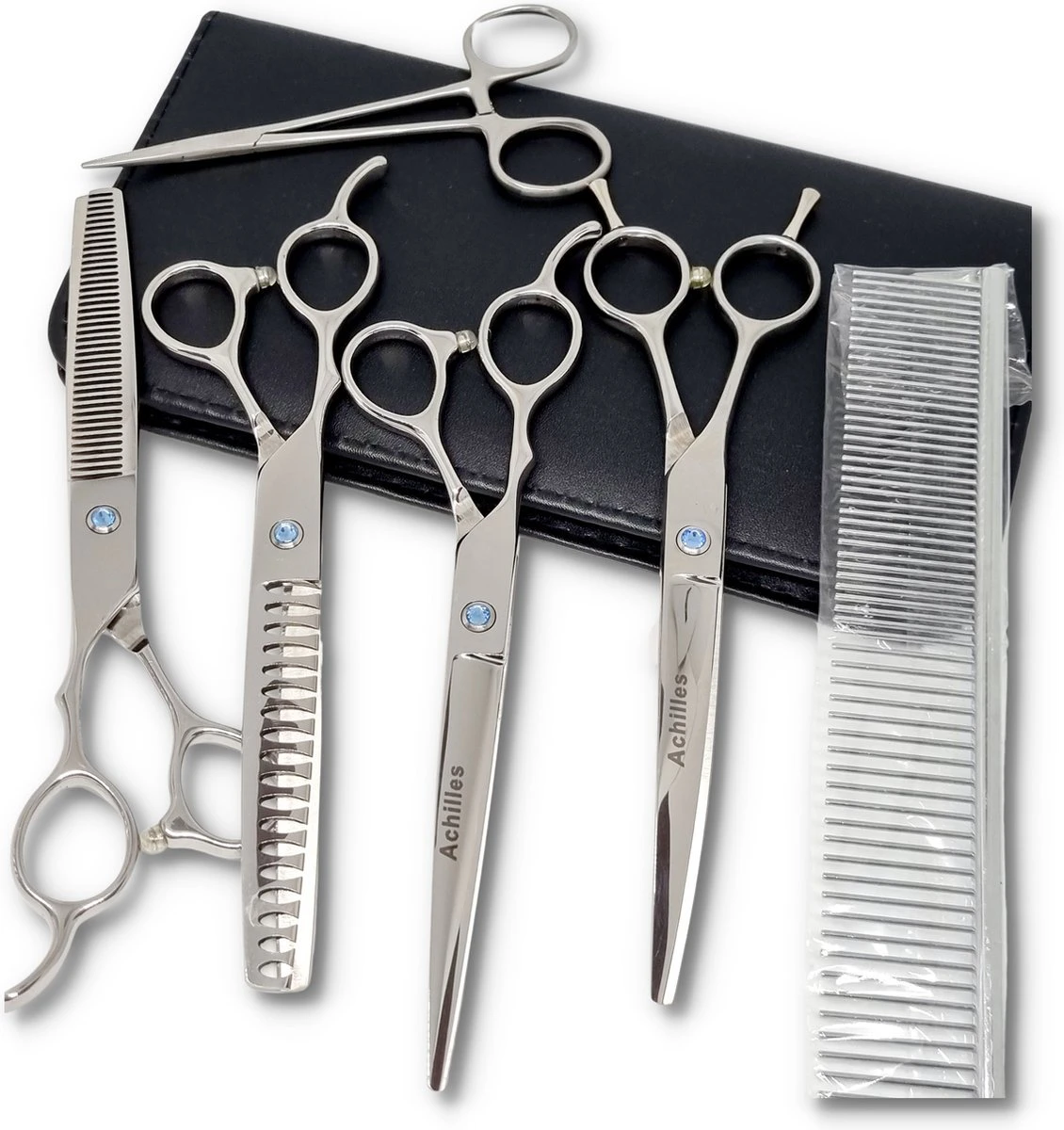 Achilles Linkshandig Professionele 7-Delig Scharenset Hond - Honden Schaar - Effileerschaar Hond 3 Achilles Linkshandig Professionele 7-Delig Scharenset Hond - Honden Schaar - Effileerschaar Hond