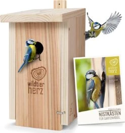 Wildtier Herz | Nestkastje Natuur Voor Pimpelmezen & Kleine Mezensoorten Van Massief Hout - Geschroefd, Onbehandeld, Weerbestendig, Vogelhuisje Voor Meesjes, Nesthulp Met 28 Mm Invlieggat