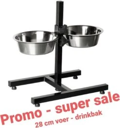 H-standaard 28 Cm XXL +GRATIS 1x 175gr Kronch Original (maat Zeer Grote Honden Zie Omschrijving) - Voerbak Eetbak In Hoogte Verstelbaar Zwart - Formaat Doggen - Voerstandaard - Hoogte 55 Cm - Kwaliteit A Klasse - Voerbak Hond