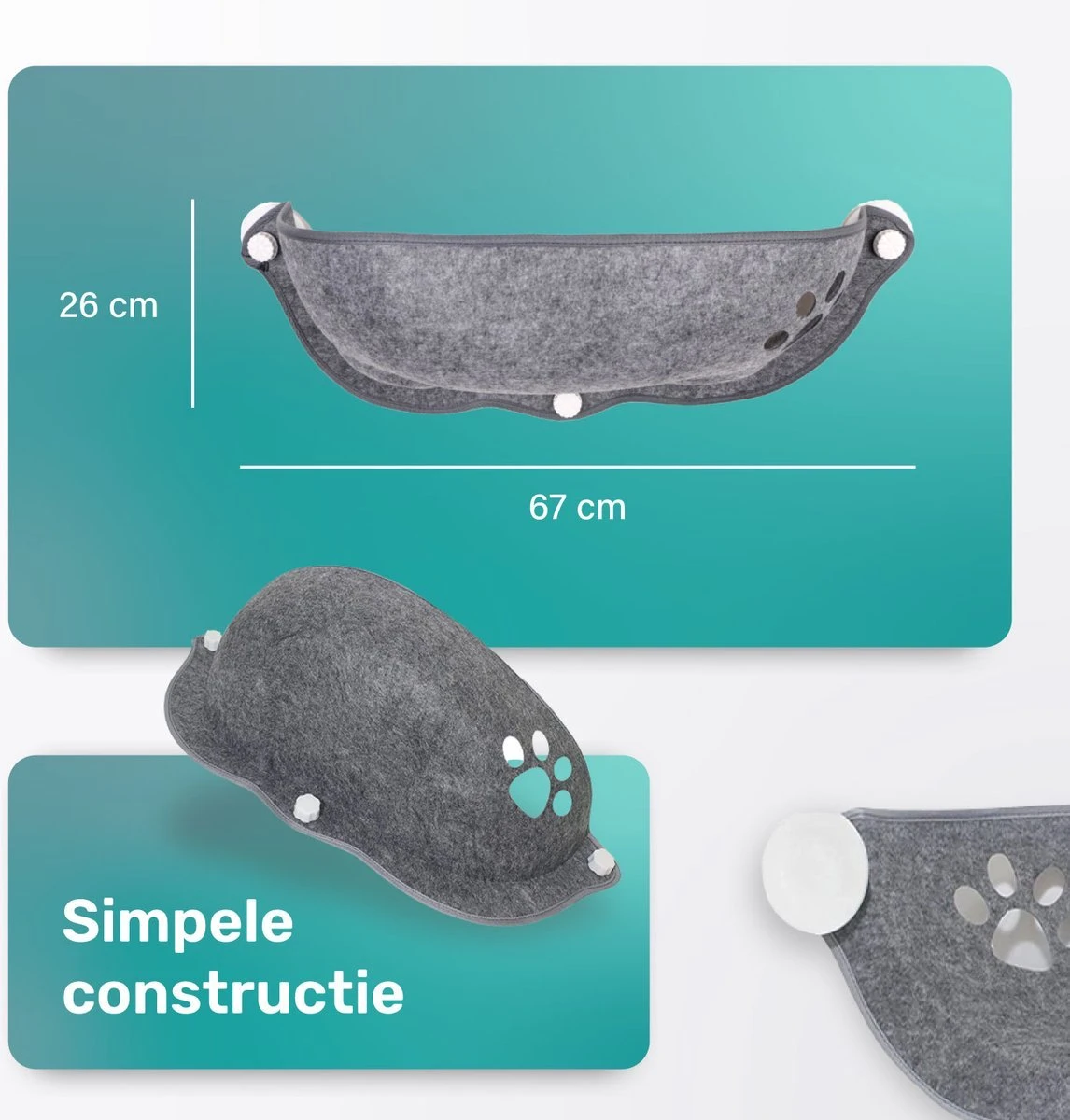 Kattenhangmat - Voor Aan Het Raam - Kom Vorm - Kattenmand - Raam - Hangmat Kat - Dieren - Kattenbed - Kattenmand - Slaapplek - Ligplaats - Grijs 7 Kattenhangmat - Voor Aan Het Raam - Kom Vorm - Kattenmand - Raam - Hangmat Kat - Dieren - Kattenbed - Kattenmand - Slaapplek - Ligplaats - Grijs - Image 5