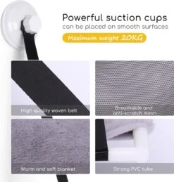 Nobleza 40AG6 - Kattenhangmat - Hangmat Kat - 60x32cm - Kattenhangmat Raam – Kattenbed - Kattenhangmand - Kattenkussen - Grijs -Huisdierbenodigdheden Korting 1146x1200 14