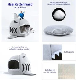 MikaMax Haai Hondenmand - Kattenmand - Dierenmand - Huisdierkussen - Mand Of Bed - Origineel - Extra Zacht Materiaal - 42 X 42 X 36 Cm -Huisdierbenodigdheden Korting 1151x1200 19