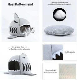 MikaMax Haai Hondenmand - Kattenmand - Dierenmand - Huisdierkussen - Mand Of Bed - Origineel - Extra Zacht Materiaal - 42 X 42 X 36 Cm -Huisdierbenodigdheden Korting 1151x1200 20