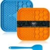 Lickimat 3 IN 1 - Voermat - Slow Feeder - 2 Stuks Lickmat + Silicone Spatulas - Blauw /Geel -Huisdierbenodigdheden Korting 1157x1200