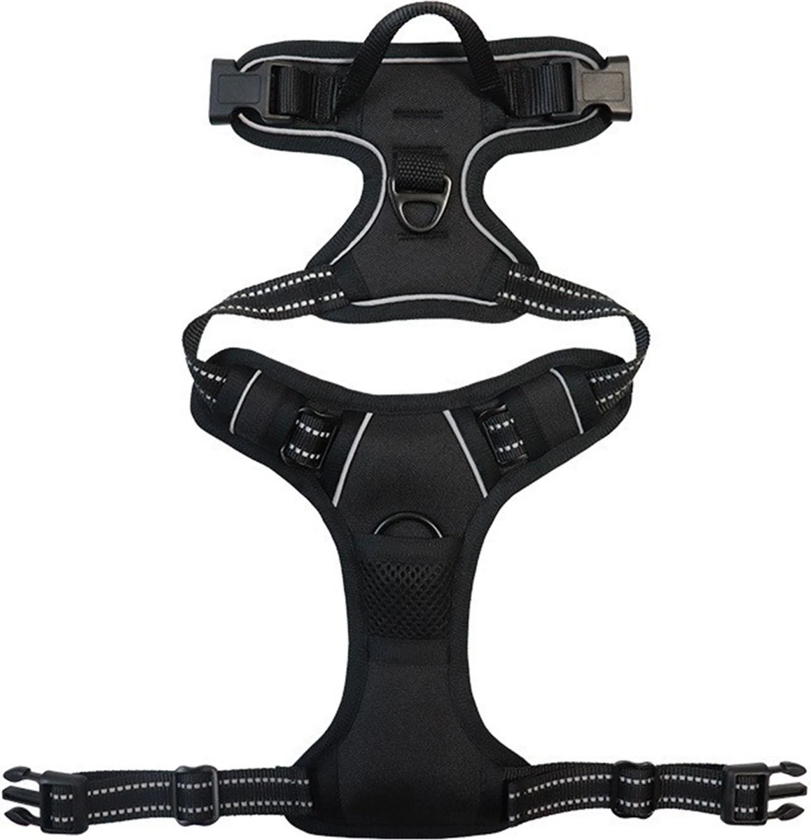 Somstyle Anti Trek Hondentuig L Met Hondenriem - Leiband - Y Tuig Hond - Hondenharnas - Riem - Zwart 5 Somstyle Anti Trek Hondentuig L Met Hondenriem - Leiband - Y Tuig Hond - Hondenharnas - Riem - Zwart - Afbeelding 3