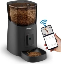 Pawzle Automatische Voerbak - Voerautomaat - Voederbak Kat & Hond - Camera, App En WiFi - Zwart
