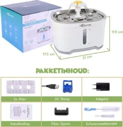 Qumax RVS Drinkfontein Voor Kat Met 3 Filters & Matje - Water Fontein - Waterdispenser - Waterautomaat - 2,5 L -Huisdierbenodigdheden Korting 1163x1200