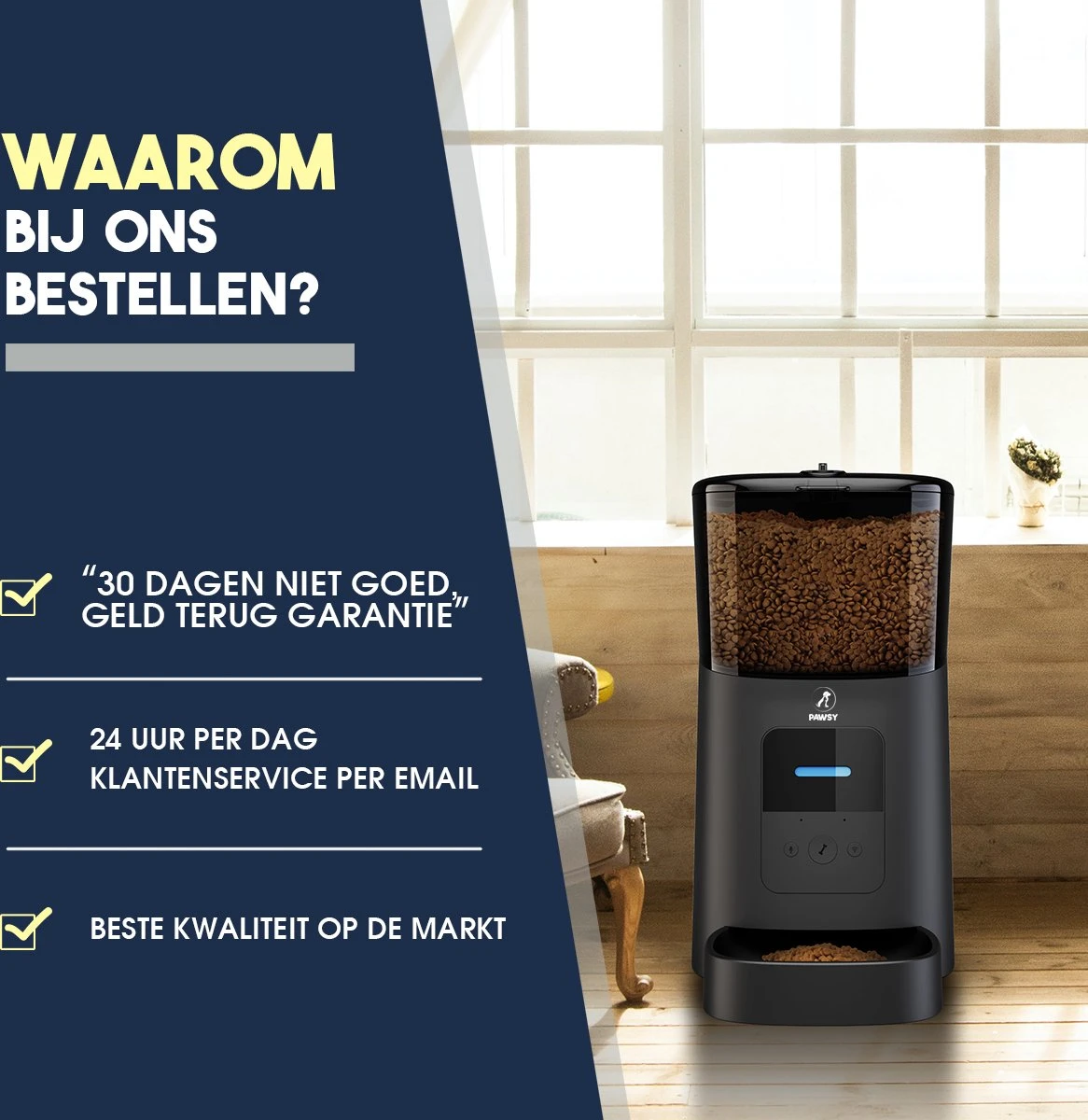 Pawsy® AR1 - Automatische Voerbak – Automatische Voederbak Kat - Kattenvoerautomaat - Voerdispenser - Zwart - 6L - Smart App – Instelbaar Voedingsschema Voor Huisdier – GRATIS Opscheplepel 12 Pawsy® AR1 - Automatische Voerbak – Automatische Voederbak Kat - Kattenvoerautomaat - Voerdispenser - Zwart - 6L - Smart App – Instelbaar Voedingsschema Voor Huisdier – GRATIS Opscheplepel - Image 10