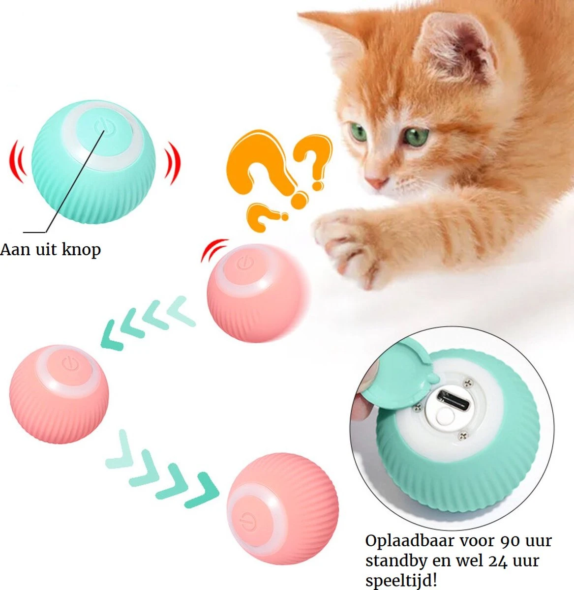 Otiume Slimme Katten Speeltje - Interactieve Zelf Rollende Bal Voor Katten - Kattenspeeltjes - USB Oplaadbaar- Turquoise 5 Otiume Slimme Katten Speeltje - Interactieve Zelf Rollende Bal Voor Katten - Kattenspeeltjes - USB Oplaadbaar- Turquoise - Image 3