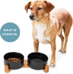 Voerbak Hond - Drinkbak - Met Standaard - 2x 800 Ml - Maat M - Zwart -Huisdierbenodigdheden Korting 1172x1200 3