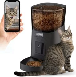 LaCardia Voerautomaat Zwart - Automatische Voerbak Voor Kat Of Hond - Verstelbare Camera - Smartphone Besturing - 6.0 L Voerautomaat - Voerdispenser