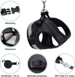 Hondentuig, Hondenharnas Met Hondenriem – Reflecterend - Zwart – Maat M (borst 35-40 Cm) -Huisdierbenodigdheden Korting 1173x1200 9
