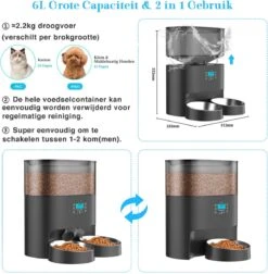 Catlux 2-in- 1 Automatische Voerbak - Kat En Hond - Voerautomaat Dispenser - Voerdispenser - Pet Feeder Met Timer - Voice Recorder - App Besturing - 6L -Huisdierbenodigdheden Korting 1177x1200 4