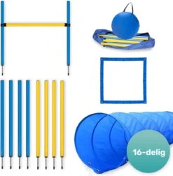 Agility Voor De Hond - 16 Delig - Agility Set - Hondentunnel - Horde - Slalom Palen - Honden Training Set - Honden Behendigheidsset - Agility Toestellen