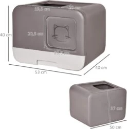 Kattenbak - 2 Uitgangen - Kattentoilet - Uitschuifbare Bodem - Met Schepje - Grijs 53 X 40 X 40 Cm -Huisdierbenodigdheden Korting 1179x1200 22