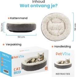 Petville Kattenmand - 50 Cm - Wasbaar - Donut - Waterbestendig - Grijs -Huisdierbenodigdheden Korting 1181x1200 16