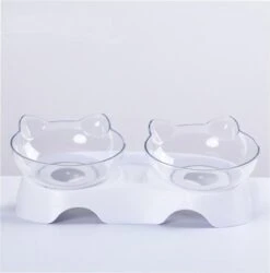 Dieren Water & Voer Set - Katten/Hon - Voerbak -kattenvoerbakjes - Voor Katten En Honden Dierenvoeding - Drink Bak Katten Zonder Morsen - Moderna Voer-Drinksilo - Wit