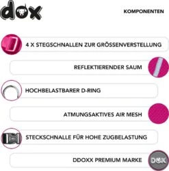 DDOXX Hondenharnas, Reflecterend, Verstelbaar, Breakaway | Borstharnas Voor Klein, Middelgroot | Hondenharnas Hond Kat Puppy Auto | Kattenharnas Puppy Harnas | Roze Roze, S -Huisdierbenodigdheden Korting 1184x1200 4