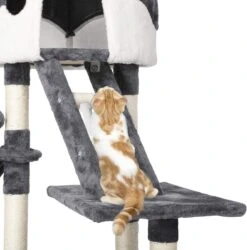 Krabpaal XXL, Klimboom Voor Katten - Plafondhoogte, Verstelbaar Van 228-255 Cm, Grijs-wit HM-YAHEE-610837 -Huisdierbenodigdheden Korting 1185x1200 11