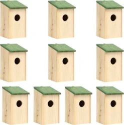 VidaXL Vogelhuisjes 10 St 12x12x22 Cm Massief Vurenhout