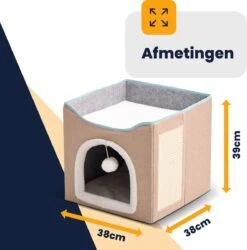 MIRO Katten Huis - Kattenhuizen - Kattenhok - Kattenmand - Dierenhuis - Opvouwbaar - Met Krabmat - Abrikoos -Huisdierbenodigdheden Korting 1186x1200 28