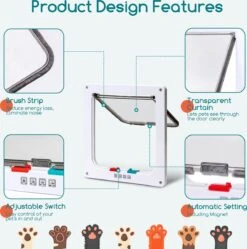 Nobleza Kattenluik Met Tunnel - 4 Vergrendelingsstanden - Weerbestendig - Binnen En Buiten - 20.5 X 19.7 Cm - Maat M - Wit -Huisdierbenodigdheden Korting 1188x1200 27