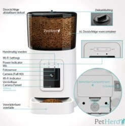 PetHero 3 Voerautomaat Wit - Verstelbare Camera - Smartphone Besturing - Automatische Voerbak Voor Kat Of Hond - 6.0 L -Huisdierbenodigdheden Korting 1188x1200 6