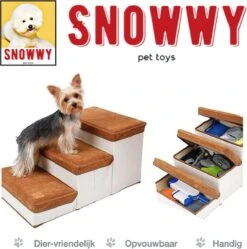 SNOWWY - Hondentrap Met Opslagruimte - Honden Loopplank Met Handige Opslagvakje - Hondenloopplanken - Inklapbaar - Huisdier Opstap - Hondentrapje - Bruin -Huisdierbenodigdheden Korting 1190x1200 15